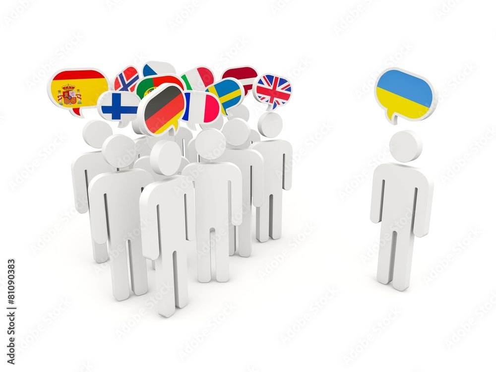 People with european and Ukrainian flags People with european and Ukrainian flags