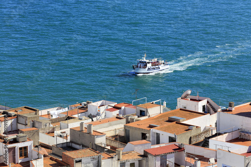 Mediterranean sea and yacht, Peniscola, Valencian Community