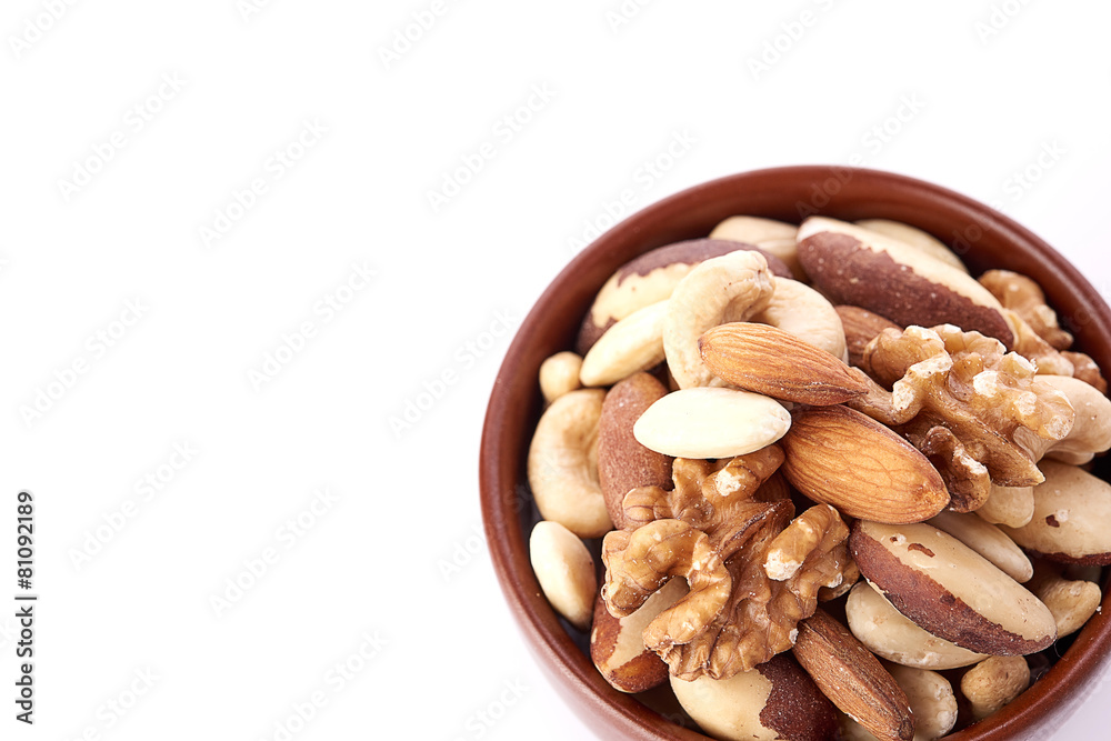 Mix nuts on white background Mix nuts on white background