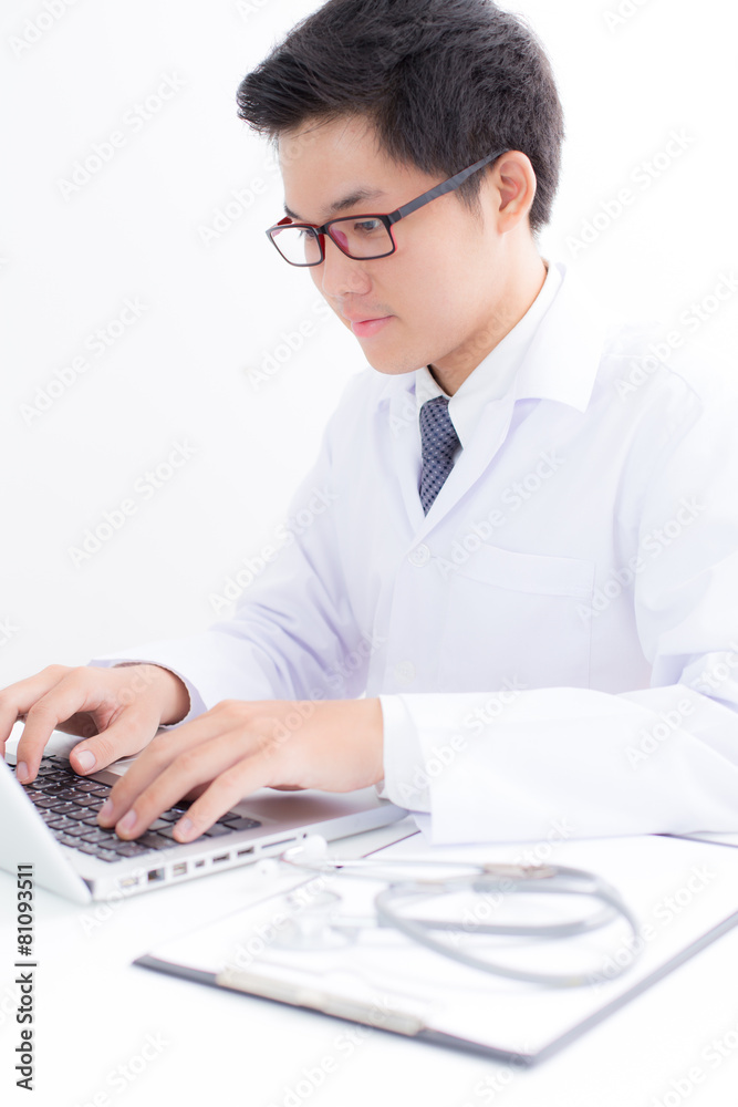 Close-up of a medical worker with laptop Close-up of a medical worker with laptop