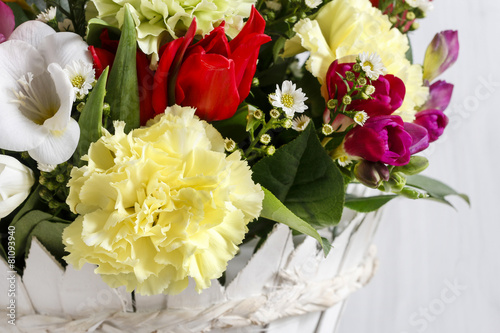 Bouquet of freesias  carnations and tulips