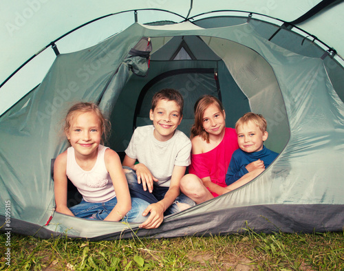 Children in a tent