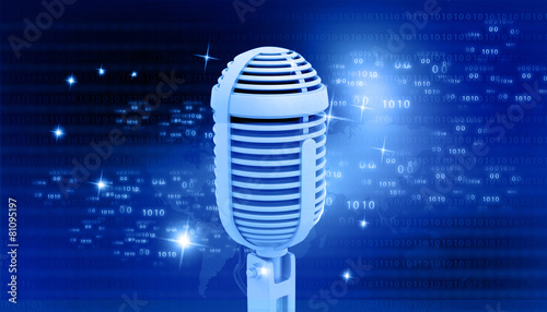 microphone on abstract digital background