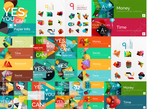 Mega collection of paper graphic banners, labels
