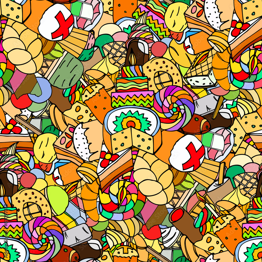 Seamless pattern. Set of confectionery Seamless pattern. Set of confectionery
