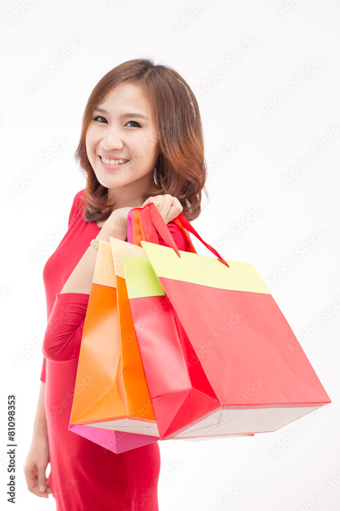 Beautiful woman with a lot of shopping bags