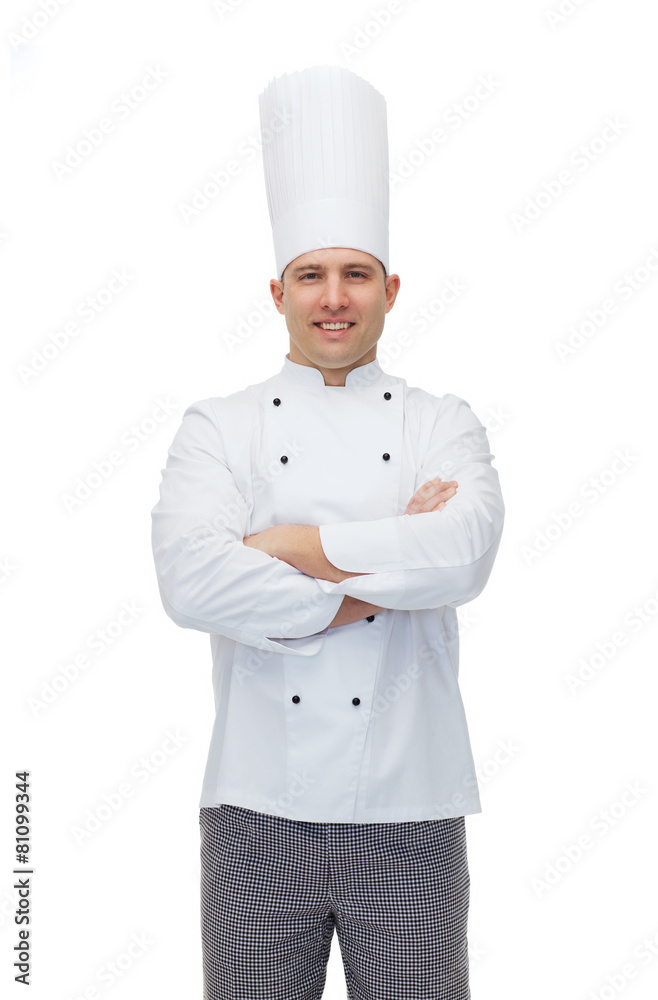 happy male chef cook with crossed hands happy male chef cook with crossed hands