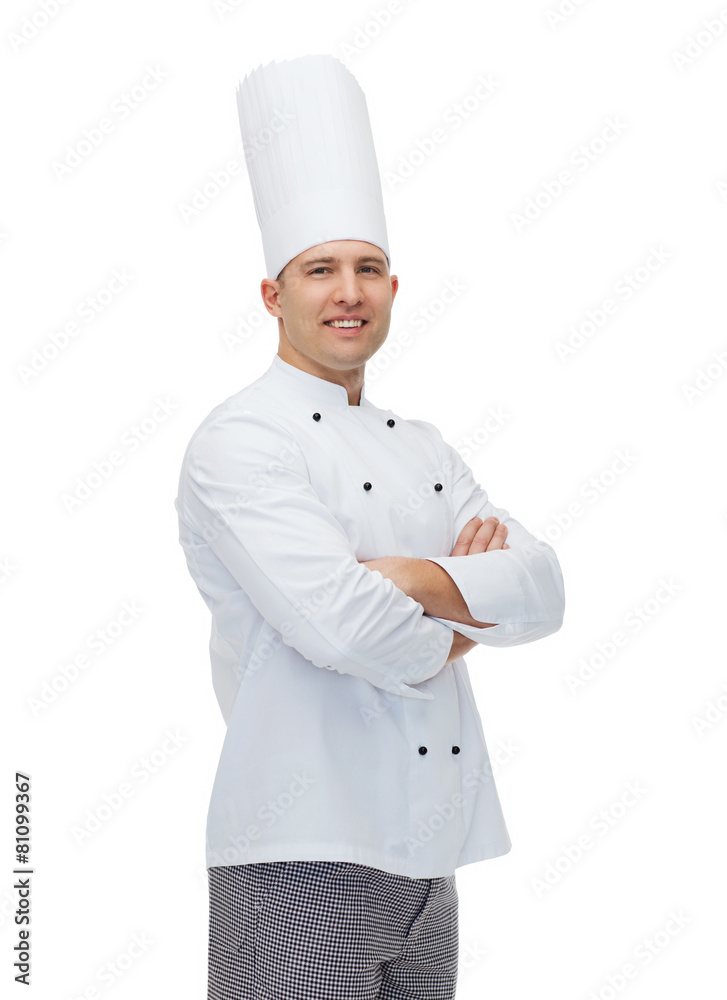 happy male chef cook with crossed hands happy male chef cook with crossed hands