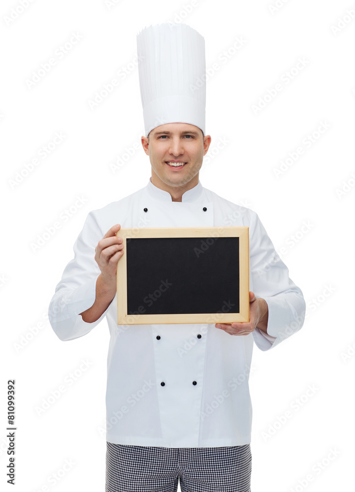 happy male chef cook holding blank menu board happy male chef cook holding blank menu board