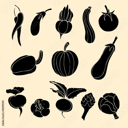 Vector Set of Vegetables Icons.