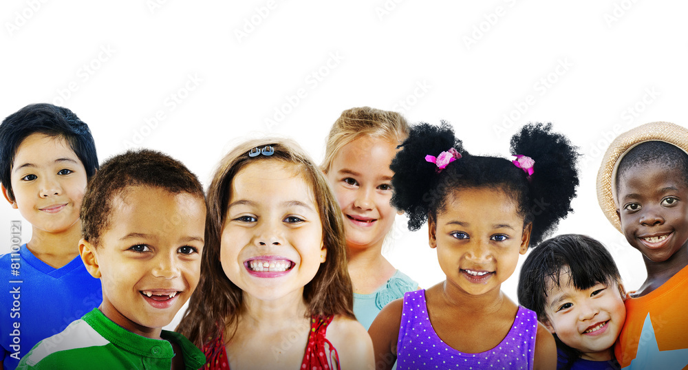 Children Kids Diversity Friendship Happiness Cheerful Concept - obrazy, fototapety, plakaty 