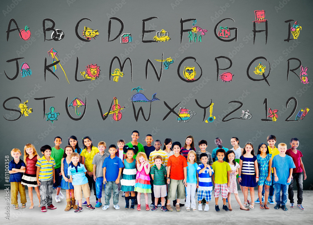 Obraz premium English Alphabet Letters Number Education Concept