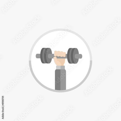 Hand with dumbell Round Icon Fitness Healthy lifestyle Flat 