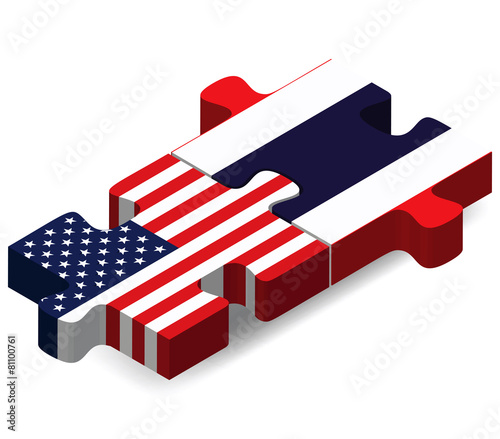 USA and Thailand Flags in puzzle