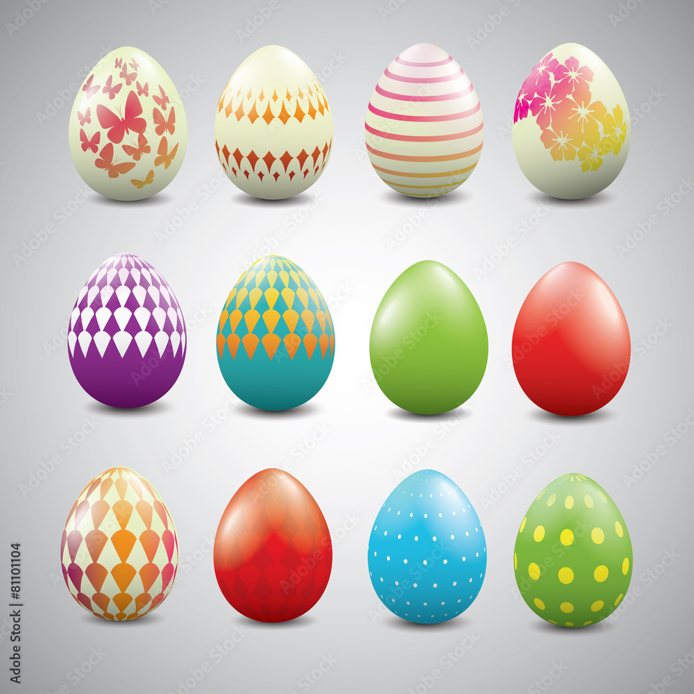 Set of Easter eggs with geometric patterns Set of Easter eggs with geometric patterns