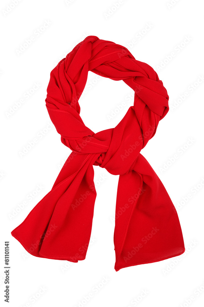 Silk scarf. Red silk scarf isolated on white background Stock Photo | Adobe  Stock