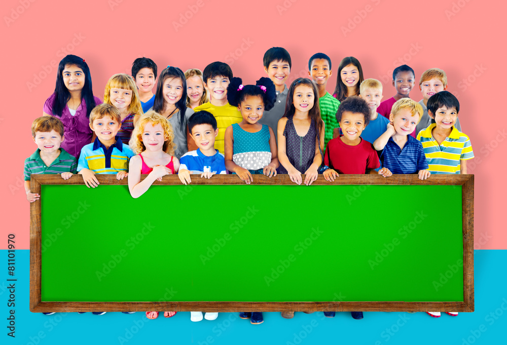 Diversity Friendship Group of Kids Education Blackboard Concept Diversity Friendship Group of Kids Education Blackboard Concept