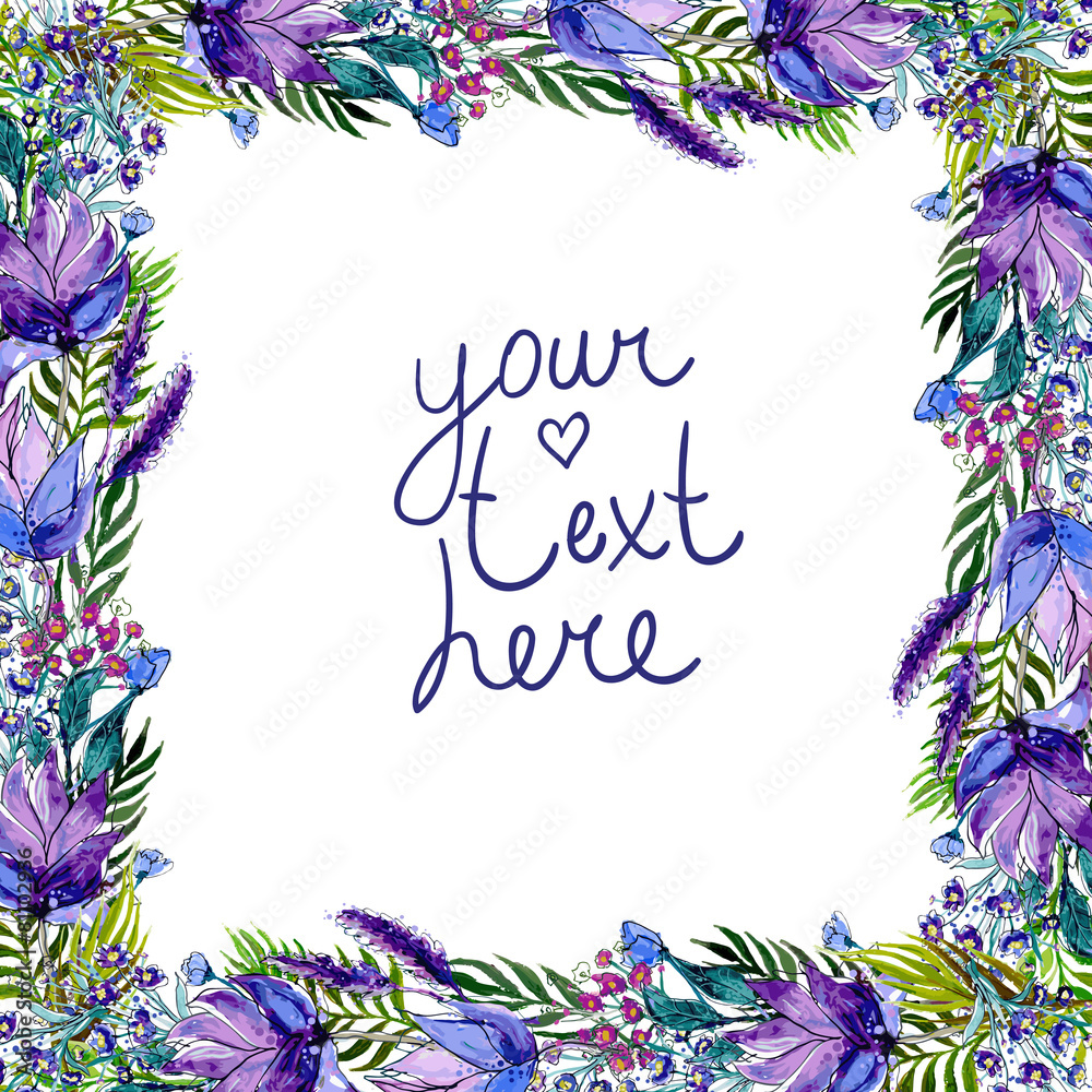 Floral frame with wildflowers