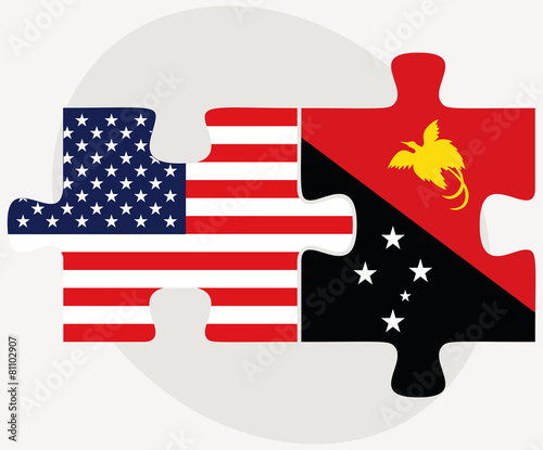 USA and Papua New Guinea Flags in puzzle