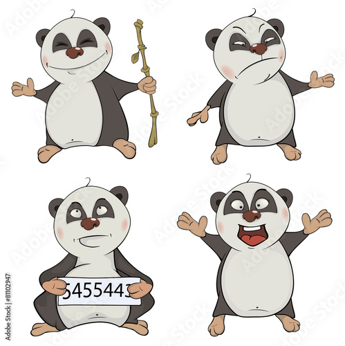 Fototapeta Naklejka Na Ścianę i Meble -  Panda clip art cartoon set