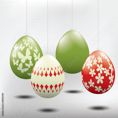 Easter eggs, handing from a string