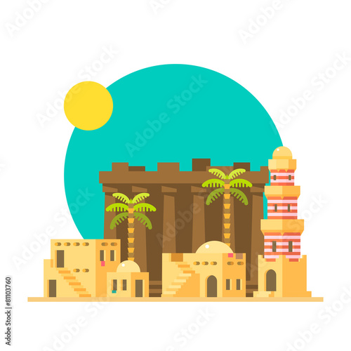 Flat design of Karnak ruins in Egypt