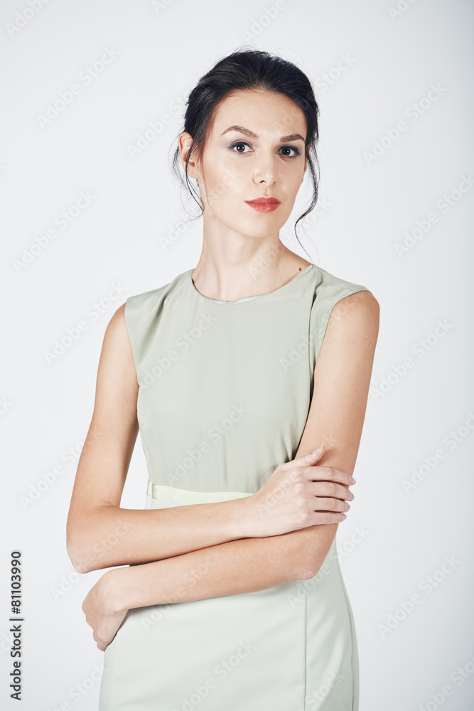 Fashion photo of young magnificent woman in a bright dress Fashion photo of young magnificent woman in a bright dress