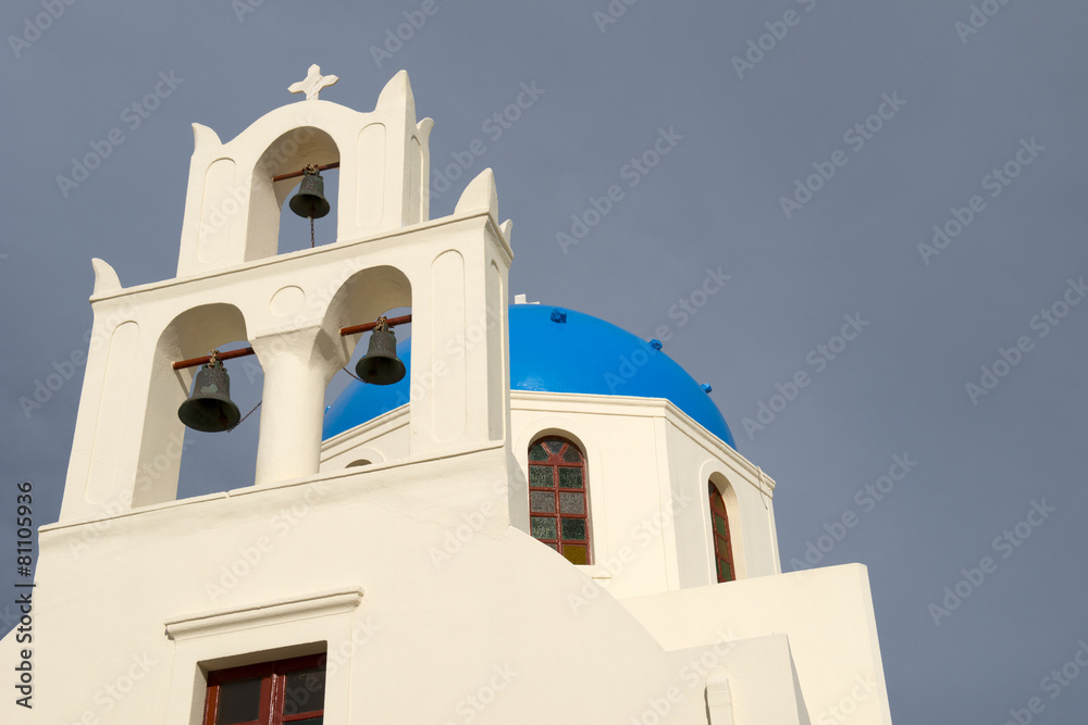 Oia's church in Santorini island, Greece
