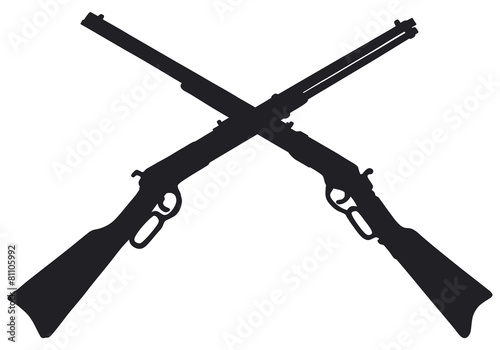 Old american rifles, vector illustration, hand drawing