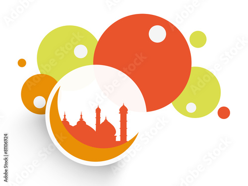Sticker, tag or label with Mosque for Ramadan Kareem celebration