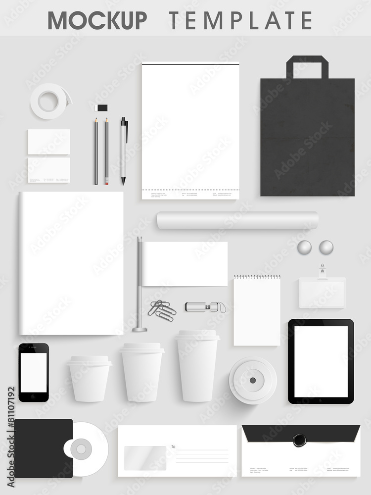 Blank corporate identity kit or mock up template for business.