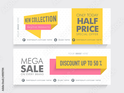 Website header or banner of Mega Sale with discount.