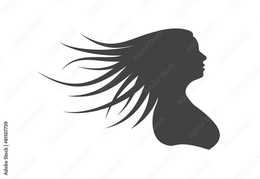 Silhouette woman with long hair