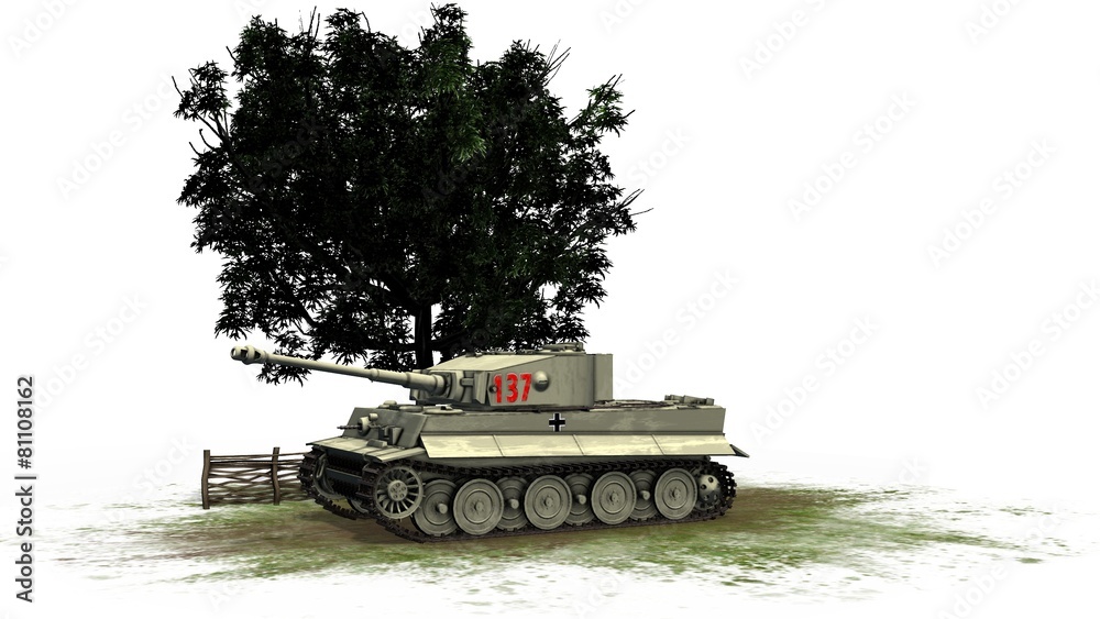 Tiger German Battle Tank - on white background Tiger German Battle Tank - on white background