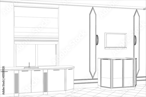 vector design process in wire-frame Illustration created of 3d