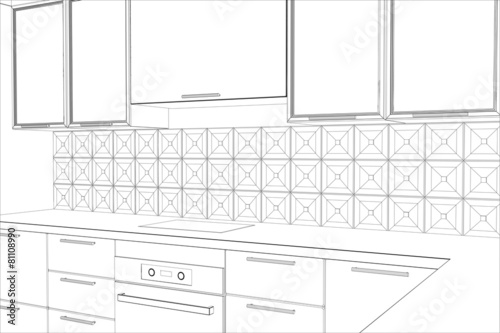 bstract sketch design interior kitchen. Illustration created of