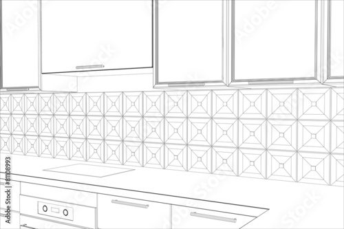 vector design process in wire-frame Illustration created of 3d