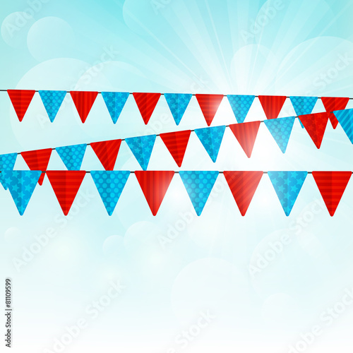 Party flags on sunny background