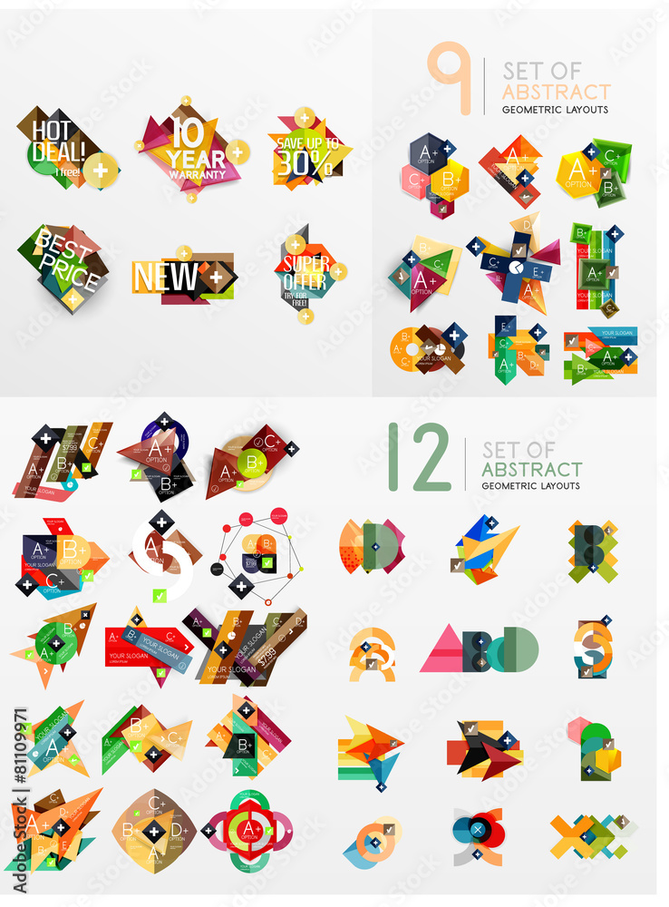 Fototapeta premium Mega collection of paper graphic banners, labels