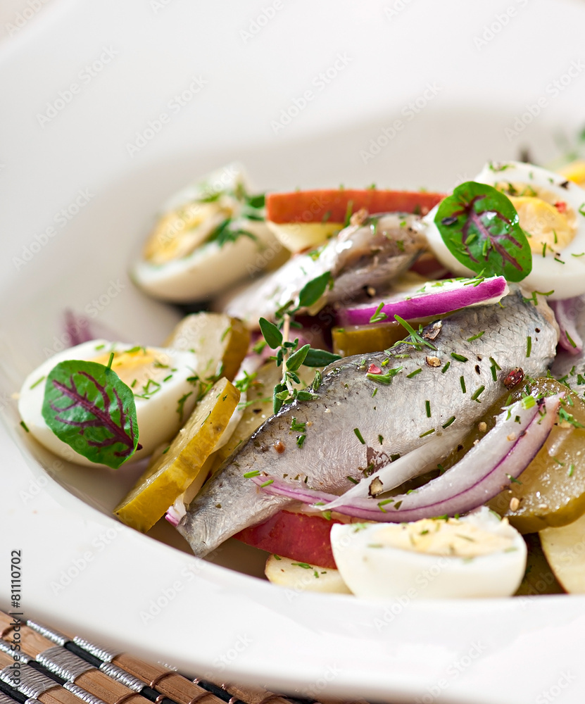 Herring salad, apples and eggs Herring salad, apples and eggs