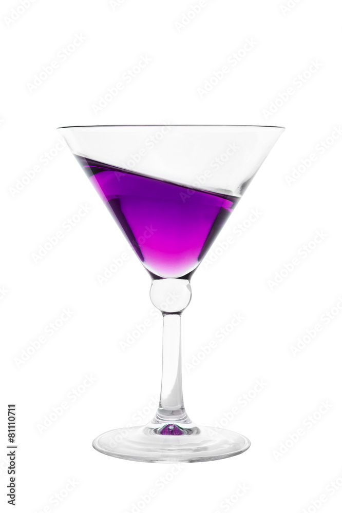 Cocktail glass filled with pink inclined drink Cocktail glass filled with pink inclined drink