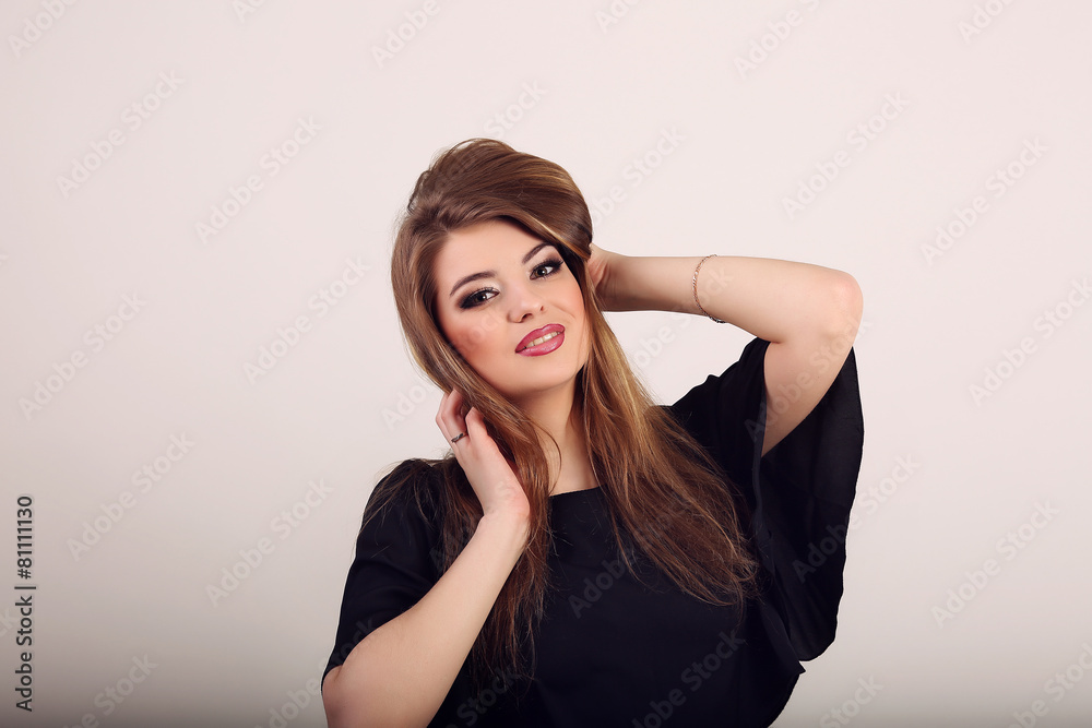 Portrait of beautiful sensual woman with elegant hairstyle. Perf Portrait of beautiful sensual woman with elegant hairstyle. Perf