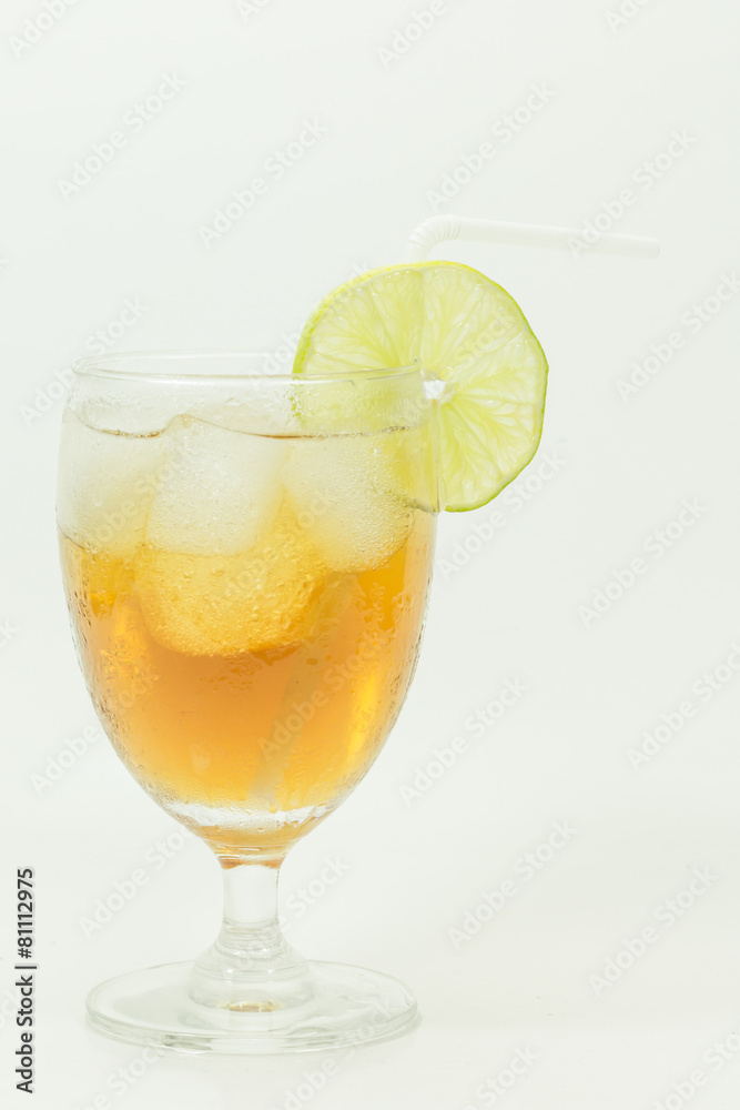 Fresh cocktail with cola drink and lime fruit Fresh cocktail with cola drink and lime fruit