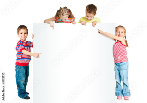 kids with white banner