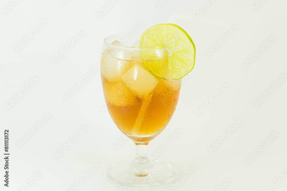 Fresh cocktail with cola drink and lime fruit