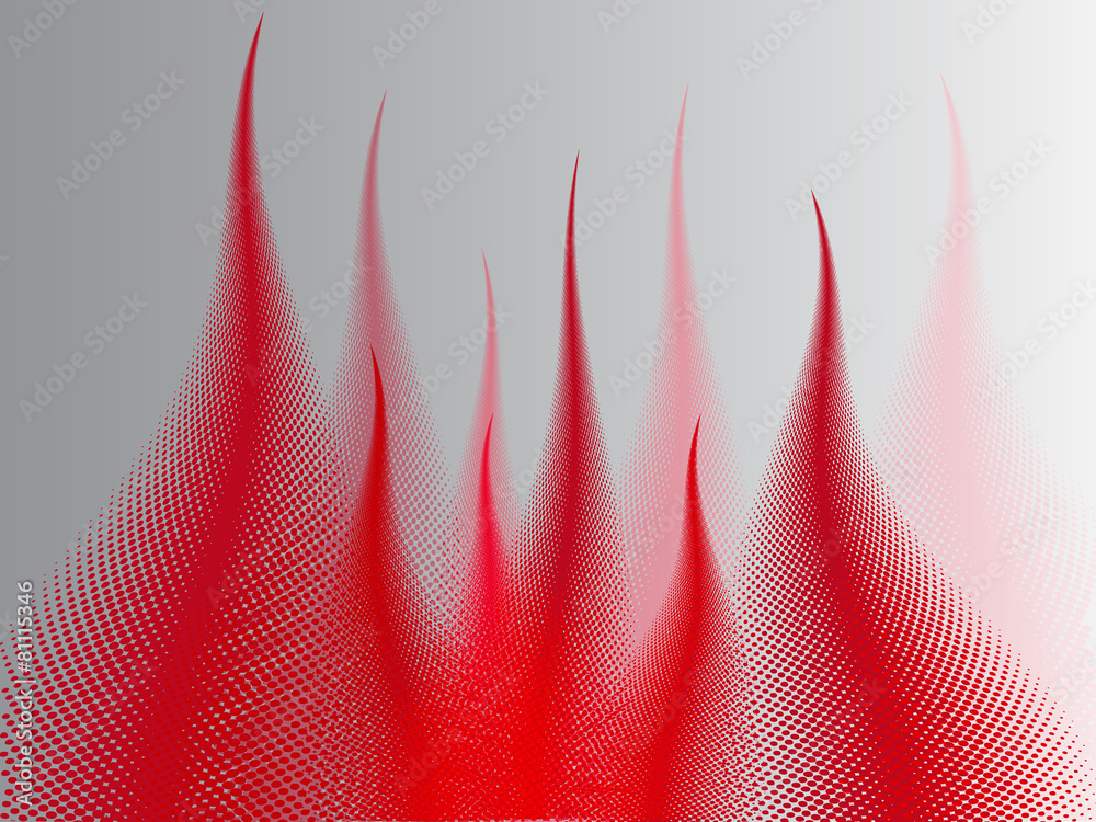 Abstract background with red flames with halftone effects