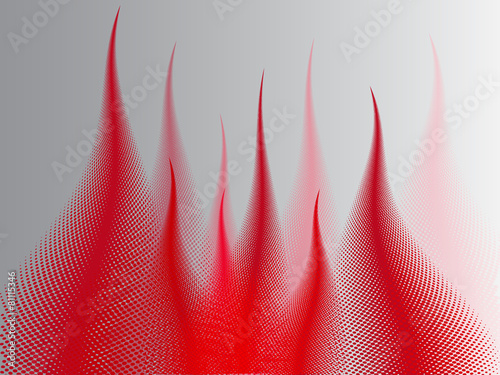Abstract background with red flames with halftone effects