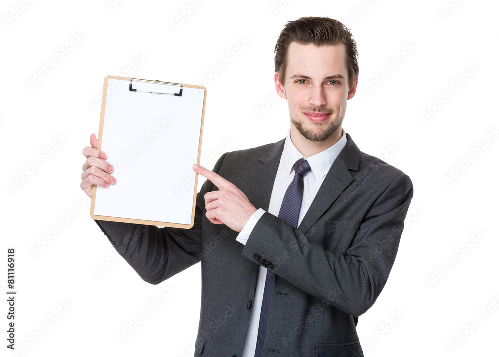 Confident businessman with clipboard Confident businessman with clipboard