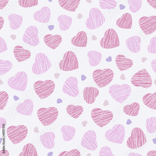 Seamless pattern with pink hearts, Valentine Day background. Abs