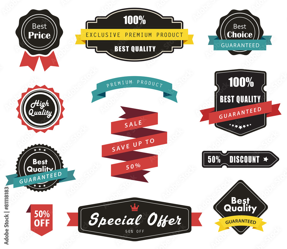 Vector Labels, Banners Ribbons and Stickers
